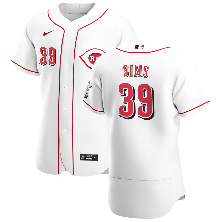 Cincinnati Reds #39 Lucas Sims Men Nike White Home 2020 Authentic Player MLB Jersey